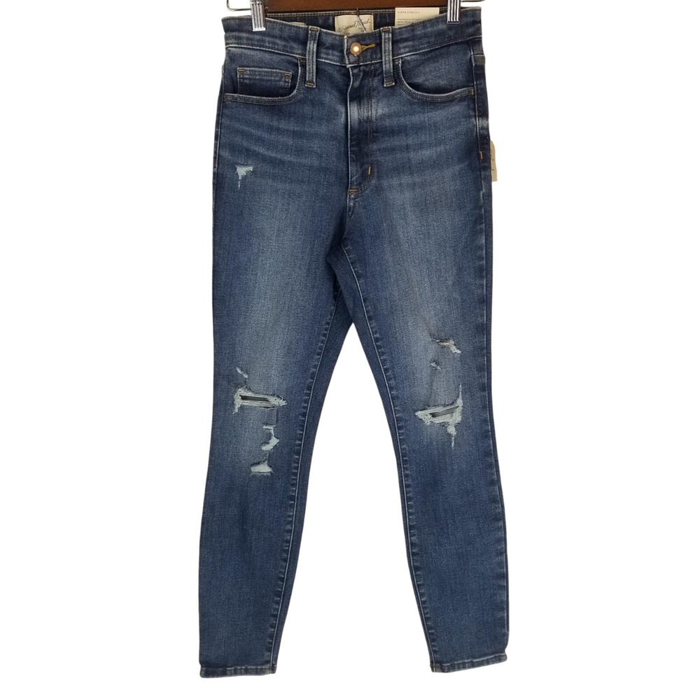 Universal Thread High Rise Skinny Jeans Women Size 4 Short Distressed Blue Denim
